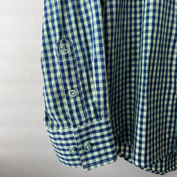 John Lennon by English Laundry Blue and Green Plaid Men's Cotton Shirt - Picture 10 of 10